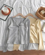 春暖色調翻領排扣上衣 - Image 12