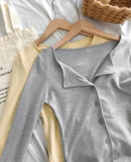 春暖色調翻領排扣上衣 - Image 13