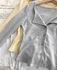 春暖色調翻領排扣上衣 - Image 14