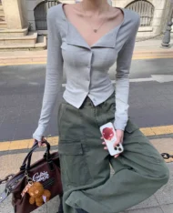 春暖色調翻領排扣上衣 - Image 9