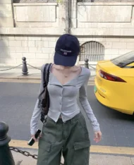 春暖色調翻領排扣上衣 - Image 8