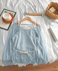 簍空透視感拼接假兩件上衣 - Image 7