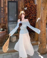 簍空透視感拼接假兩件上衣 - Image 4