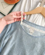 簍空透視感拼接假兩件上衣 - Image 9