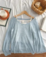 簍空透視感拼接假兩件上衣 - Image 8