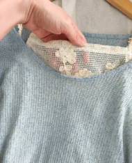 簍空透視感拼接假兩件上衣 - Image 10