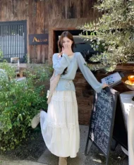 簍空透視感拼接假兩件上衣 - Image 5