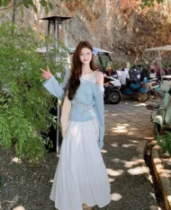 簍空透視感拼接假兩件上衣 - Image 6