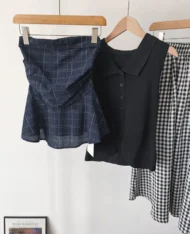 附送繩子！平口格紋娃娃上衣 - Image 13