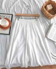 舒適雪紗鬆緊腰寬長褲 - Image 6