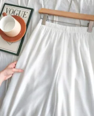 舒適雪紗鬆緊腰寬長褲 - Image 7