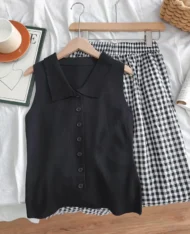 針織翻領修身上衣 - Image 10