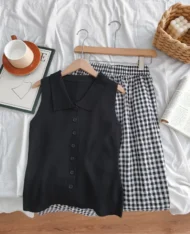 格紋A字半長裙 - Image 9