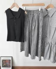 格紋A字半長裙 - Image 8