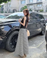 格紋A字半長裙 - Image 3