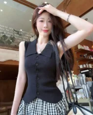 針織翻領修身上衣 - Image 3