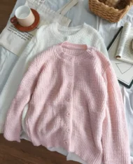 鏤空感透膚毛衣外套 - Image 10