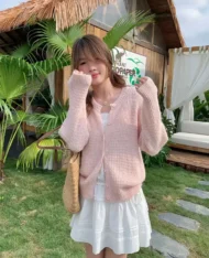 鏤空感透膚毛衣外套 - Image 4