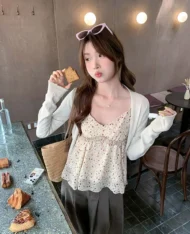 夏日小碎花吊帶上衣