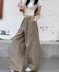 復古慵懶寬鬆落地長褲 - Image 6