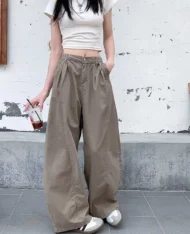 復古慵懶寬鬆落地長褲 - Image 5