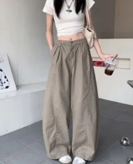 復古慵懶寬鬆落地長褲 - Image 2