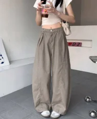 復古慵懶寬鬆落地長褲