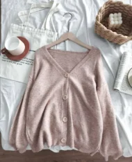 慵懶感排扣針織衫