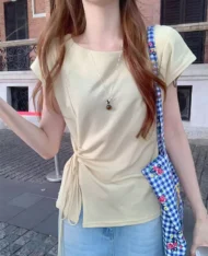 夏日風側繫帶修身上衣 - Image 5