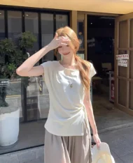 夏日風側繫帶修身上衣 - Image 7