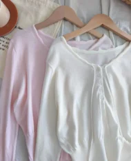 溫柔女孩繫帶針織上衣 - Image 9