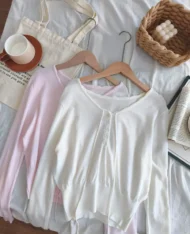 溫柔女孩繫帶針織上衣 - Image 7