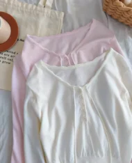 溫柔女孩繫帶針織上衣 - Image 10