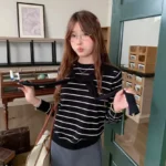 Miu系披肩+條紋上衣兩件套set