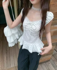 送蕾絲掛脖！波點娃娃上衣 - Image 2