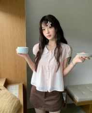 [預購補貨中] 日系甜美波點娃娃上衣 - Image 2