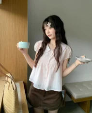 [預購補貨中] 日系甜美波點娃娃上衣 - Image 4