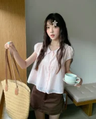 [預購補貨中] 日系甜美波點娃娃上衣 - Image 3