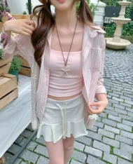 [預購補貨中] 甜妹條紋拼接襯衫 - Image 3