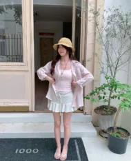 [預購補貨中] 甜妹條紋拼接襯衫 - Image 6