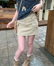 質感口袋工裝短裙
