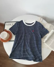 [預購補貨中] 圓領條紋撞色上衣 - Image 9