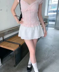 甜妹女孩蕾絲迷你裙 - Image 4