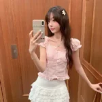 蕾絲花邊波點上衣