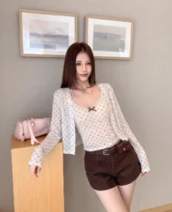 透視波點罩衫+吊帶背心兩件套Set - Image 2