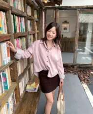韓系格紋袖襯衫 - Image 6