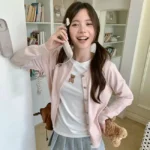 小熊刺繡針織外套