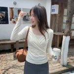 溫柔交叉感抓皺上衣